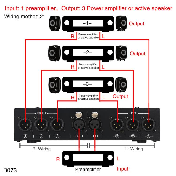 B073 1 Input 3 Output Fully Balanced Signal Selector 3-Channel Balanced Line Selector, No Need For External Power Supply Lossless Switching