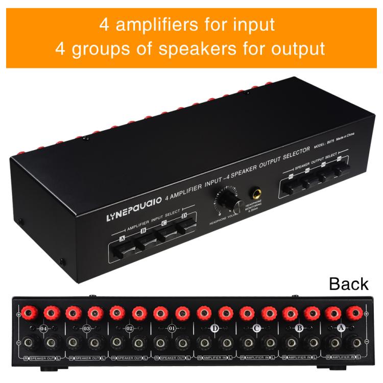 B075 4 Input 4 Ooutput Power Amplifier Speaker Selector Switcher,  300W Sound Quality Per Channel No Loss