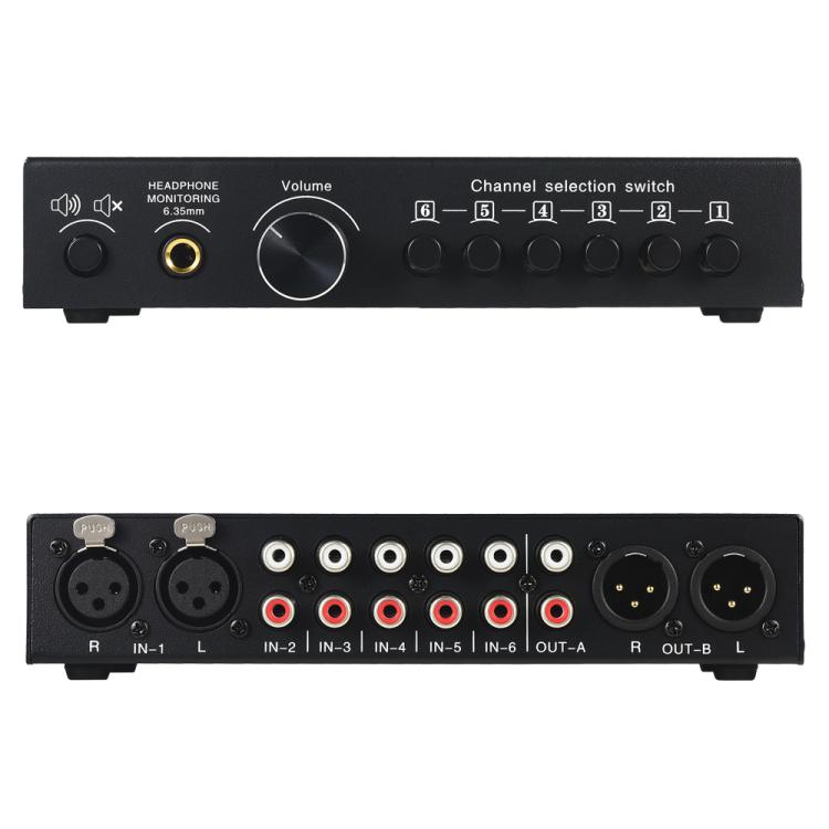 B081 6 Input 3 Outupt Audio Signal Selector Switcher Multi-channel Switcher, Fully Balanced Passive Front Active Speaker Volume Controller RCA Selector