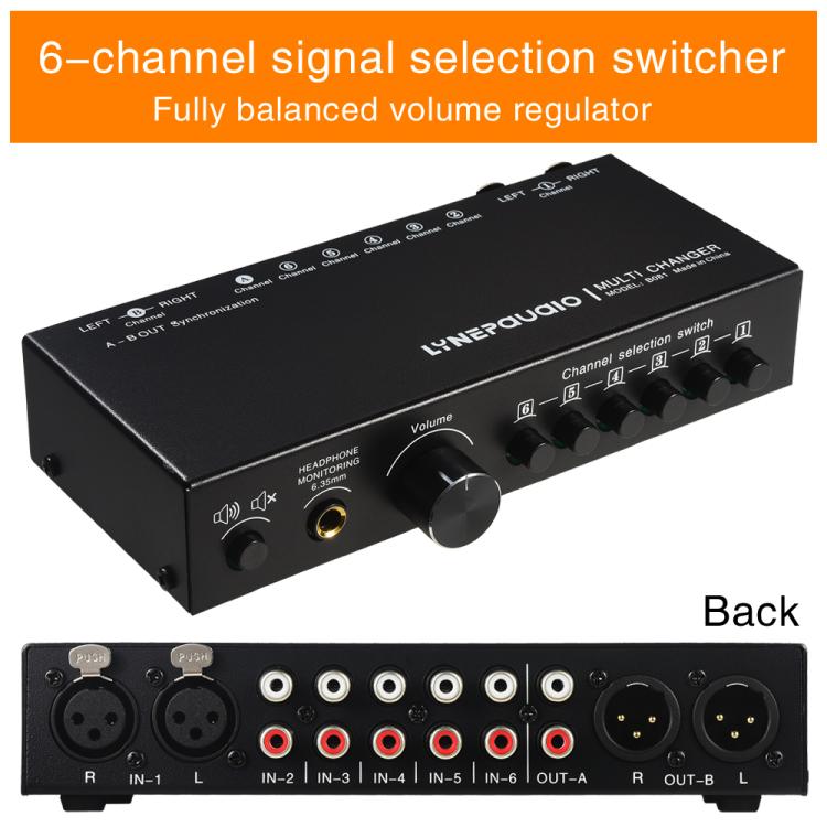 B081 6 Input 3 Outupt Audio Signal Selector Switcher Multi-channel Switcher, Fully Balanced Passive Front Active Speaker Volume Controller RCA Selector
