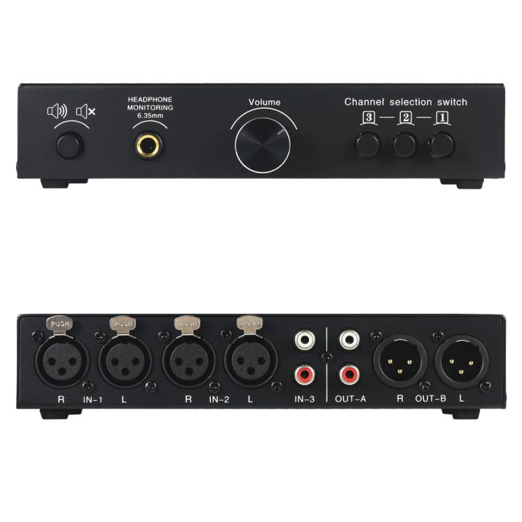 B082 3 Input 3 Output Audio Signal Selector Balanced Line Switcher