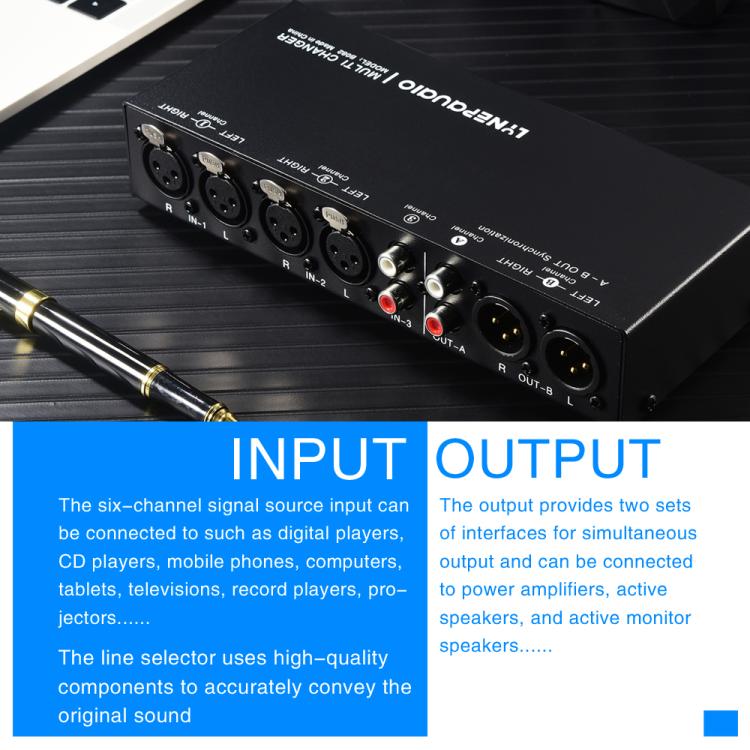 B082 3 Input 3 Output Audio Signal Selector Balanced Line Switcher