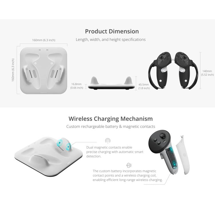 BOBOVR CD3 For Meta Quest 3 / Meta Quest 3S VR Grip Controller Charging Dock, For Meta Quest 3S