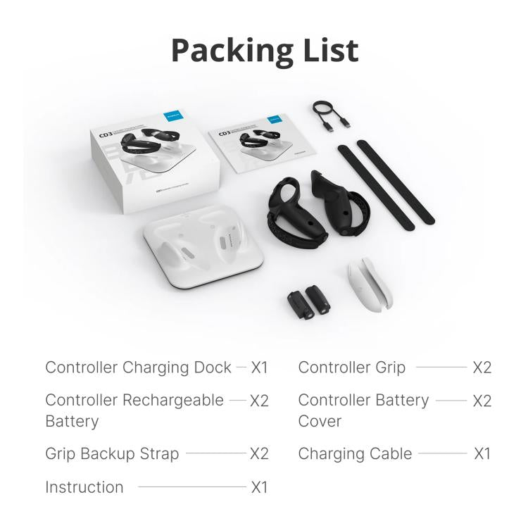 BOBOVR CD3 For Meta Quest 3 / Meta Quest 3S VR Grip Controller Charging Dock, For Meta Quest 3S