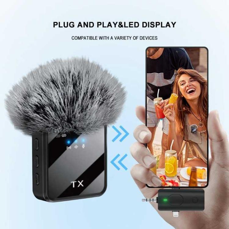 Mini Wireless Lavalier Microphone with 3 in 1 Receiver and Dual Microphone for Interview / Vlog / Podcast