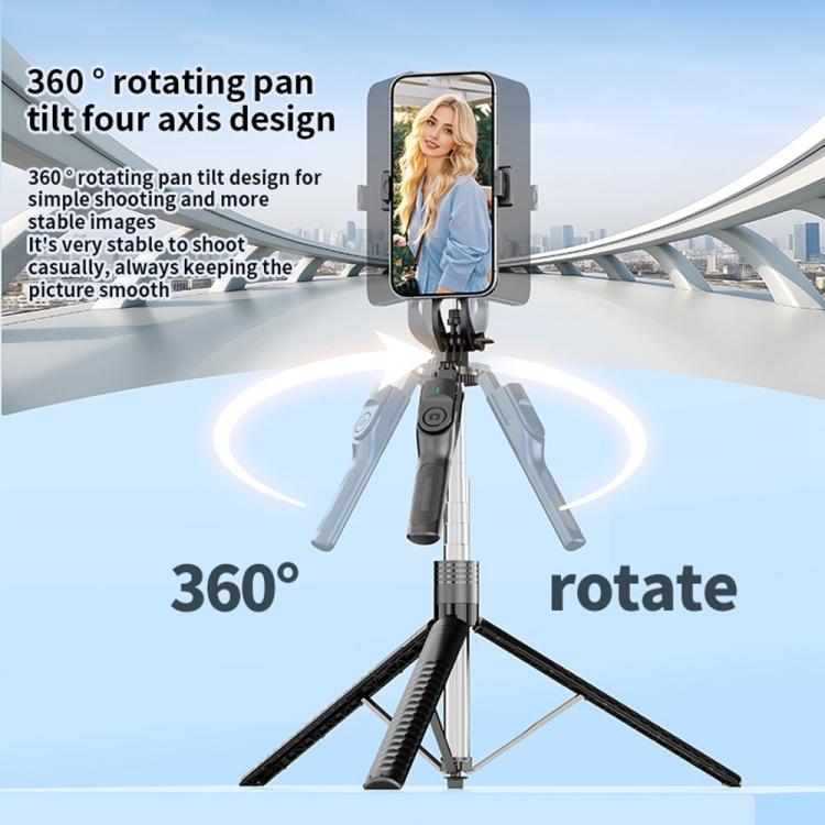 K50 1.9m Extendable Live Streaming Floor Stand Single Phone Clip Bluetooth Selfie Stick Tripod