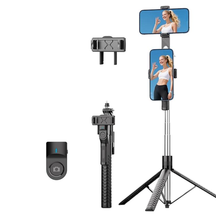 K50 1.9m Extendable Live Streaming Tripod Dual Phone Clip Bluetooth Selfie Stick, K50 Dual Phone Clip, Dual Phone Clip