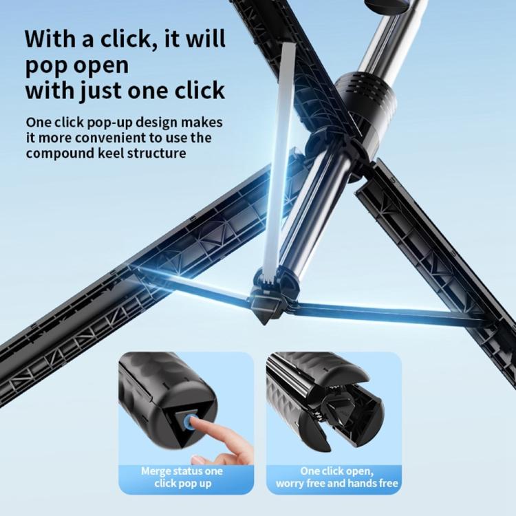 K50 1.9m Extendable Live Streaming Tripod Dual Phone Clip Bluetooth Selfie Stick, K50 Dual Phone Clip, Dual Phone Clip