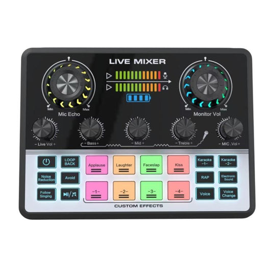 V9 Dual DSP Chip Noise Reduction Live Streaming Sound Card Audio Mixer, V9