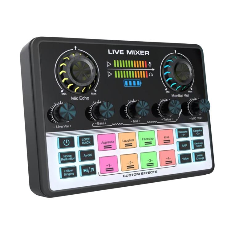 V9 Dual DSP Chip Noise Reduction Live Streaming Sound Card Audio Mixer, V9