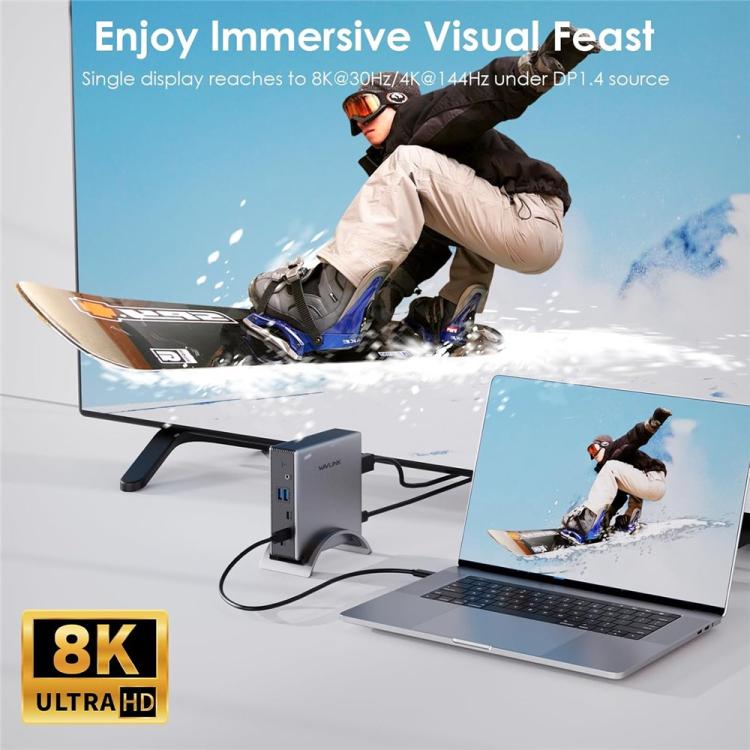 WAVLINK UMD27PRO 8K 30Hz / 4K 144Hz 140W PD HUB Adapter, US Plug, EU Plug, UK Plug, AU Plug