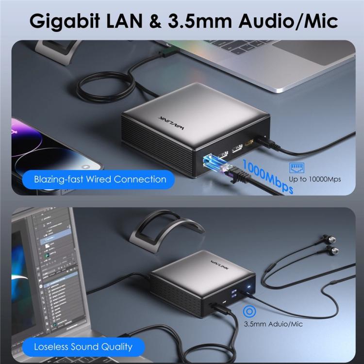 WAVLINK UMD27PRO Support 8K 30Hz 4K 144Hz 140W HUB Docking Station, US Plug, EU Plug, UK Plug, AU Plug