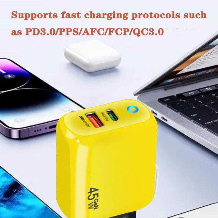 TE-PD45 GaN 45W PD3.0 / Type-C + USB 3.0 Charger with Type-C to Type-C Data Cable, US  Plug