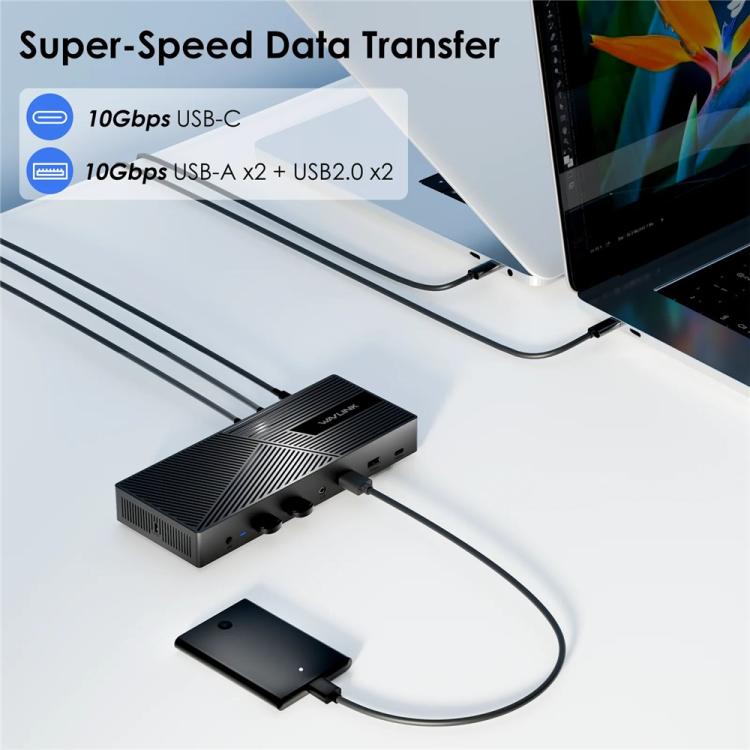 WAVLINK UG69PD27 USB-C KVM Exchanger Hub Adapter DisplayLink 4K Monitor Docking Station, US Plug, EU Plug, UK Plug, AU Plug