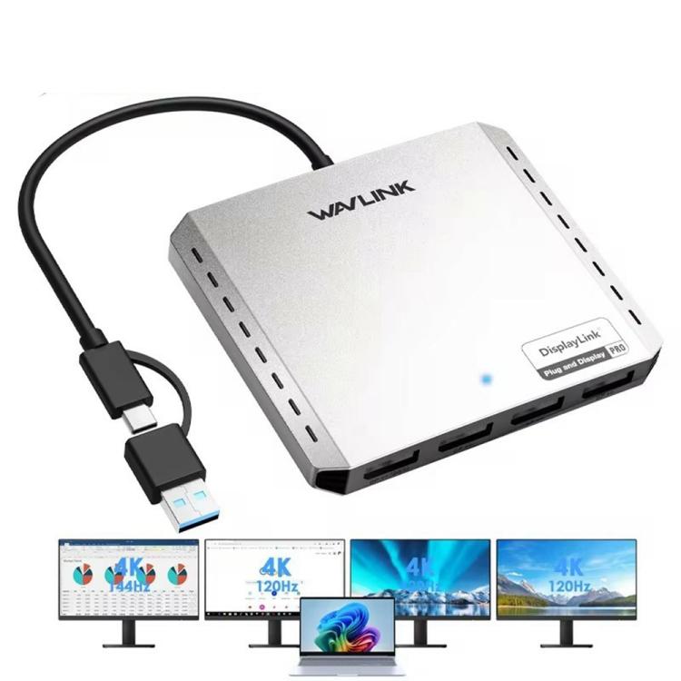WAVLINK UG7501DH 85W Upstream Charging 2DP + 2HD Converter 4K / 8K Display Adapter, UG7501DH
