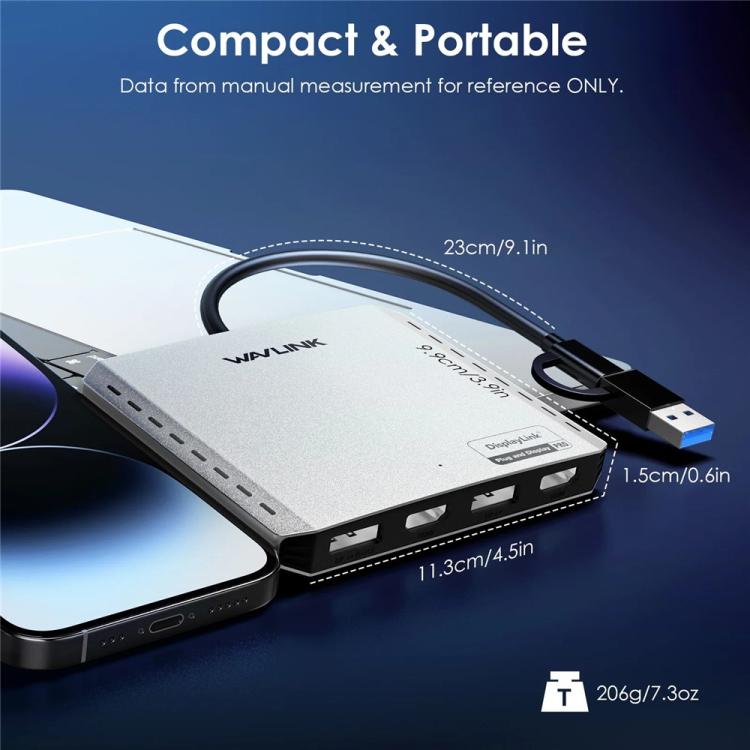 WAVLINK UG7501D 85W Upstream Charging 4 DP Converter 4K / 8K Display Adapter