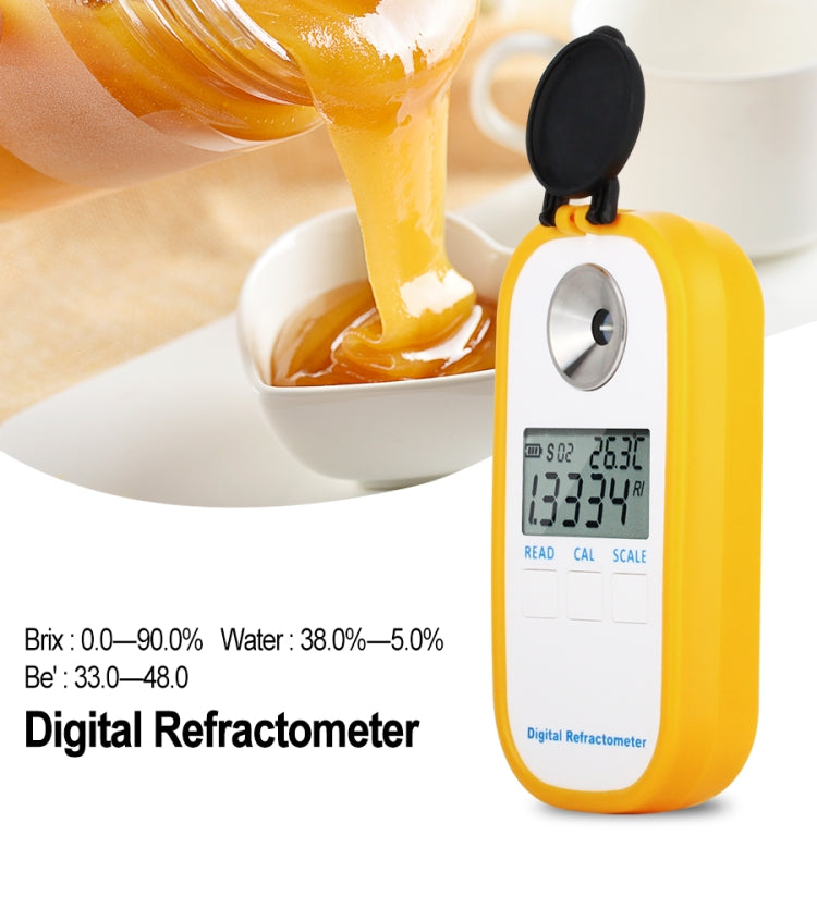 DR301 Digital Honey Refractometer Measuring Sugar Content Meter Range 090 Brix Refractometer Baume Honey Water Concentration Tool