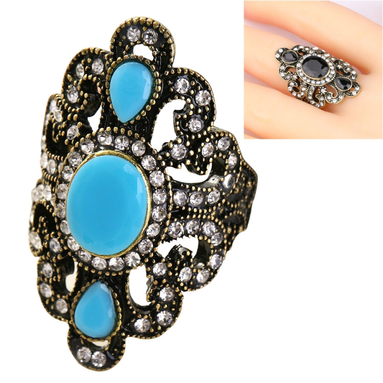 Vintage Ethnic Style Exquisite Carved Inlaid Acrylic Resin Hollow Ring