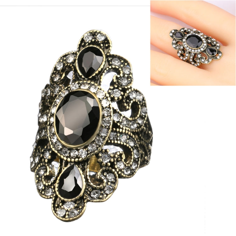 Vintage Ethnic Style Exquisite Carved Inlaid Acrylic Resin Hollow Ring