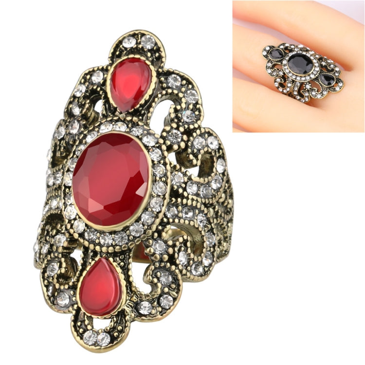 Vintage Ethnic Style Exquisite Carved Inlaid Acrylic Resin Hollow Ring
