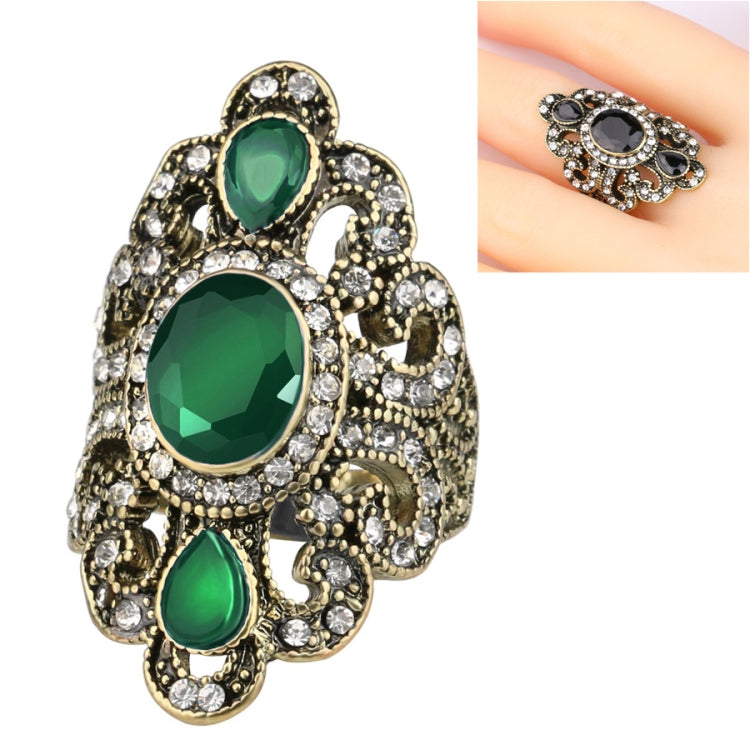 Vintage Ethnic Style Exquisite Carved Inlaid Acrylic Resin Hollow Ring