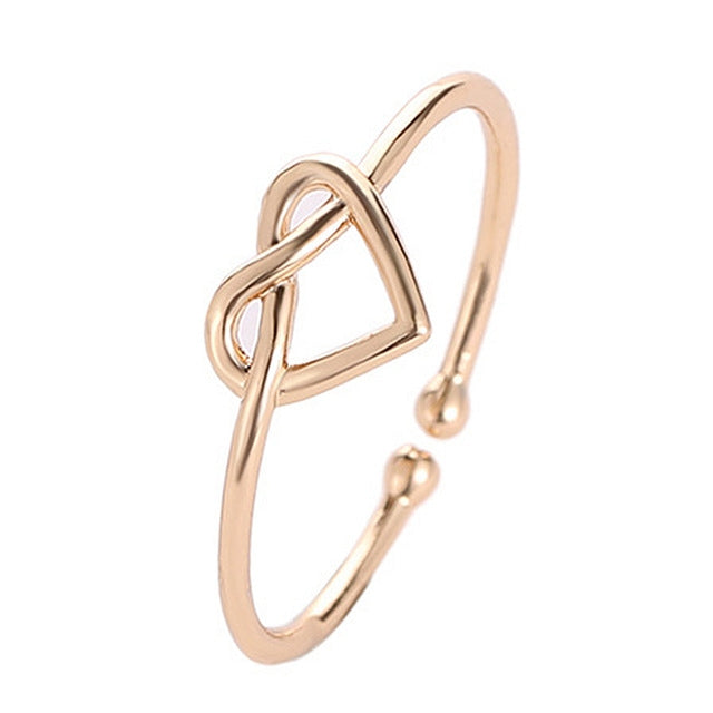 Girl Fashion Cute Simple Heart Hollow Open Adjustable Rings
