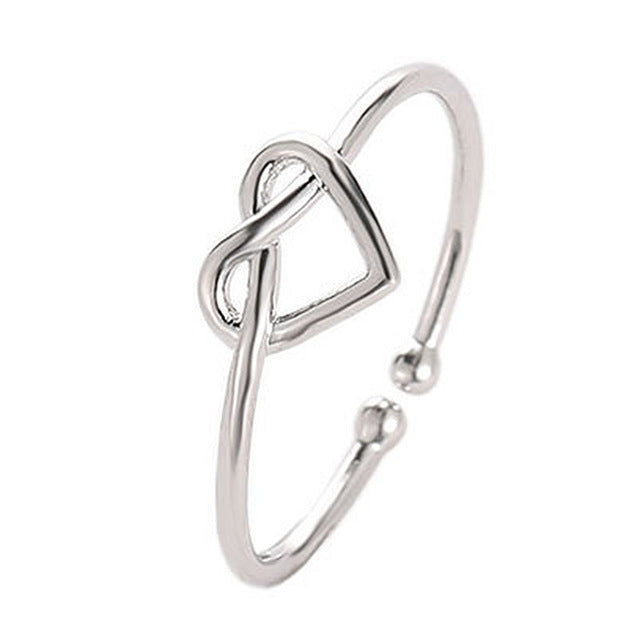 Girl Fashion Cute Simple Heart Hollow Open Adjustable Rings