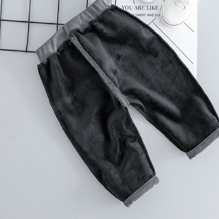 Autumn and Winter Fleece Cartoon Bear Pattern Children Long Sleeve Pullover Top + Pants Set, 73cm, 90cm