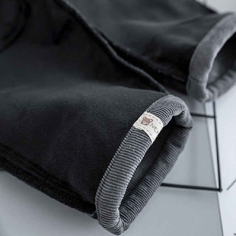 Autumn and Winter Fleece Cartoon Bear Pattern Children Long Sleeve Pullover Top + Pants Set, 73cm, 90cm