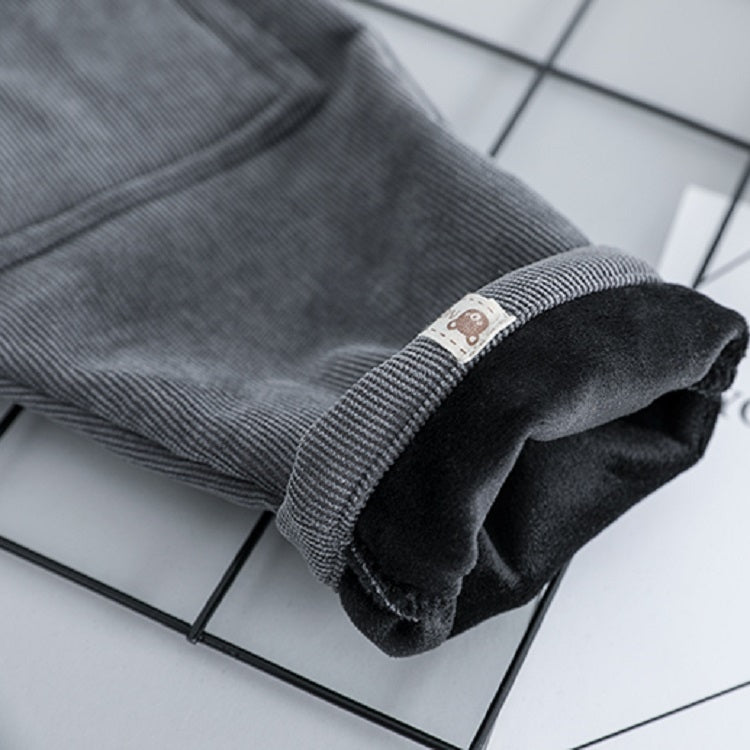 Autumn and Winter Fleece Cartoon Bear Pattern Children Long Sleeve Pullover Top + Pants Set, 73cm, 90cm