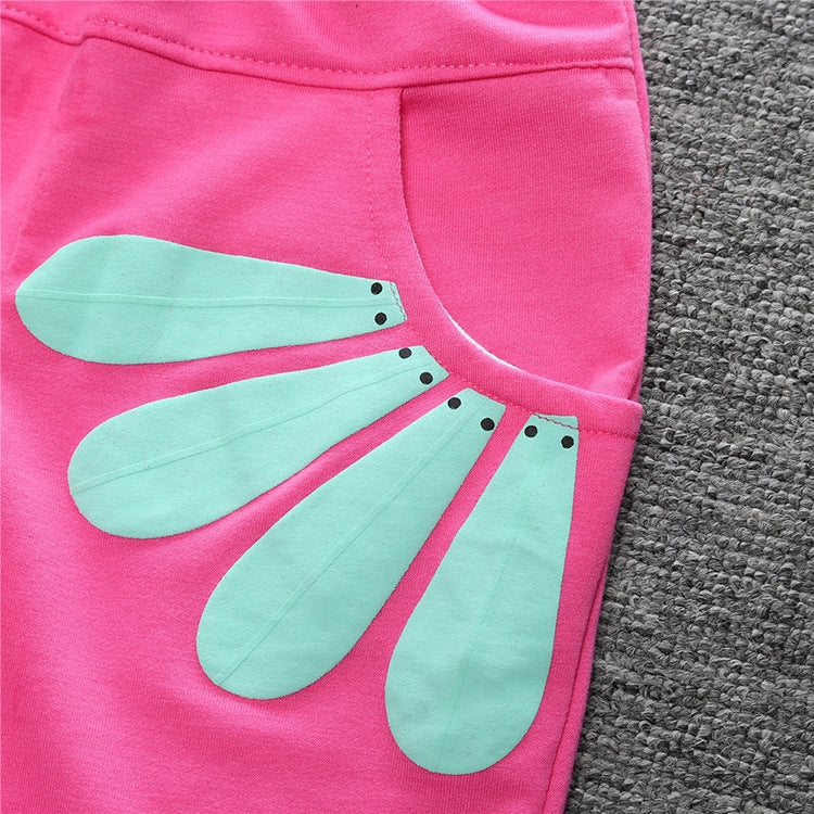 Spring and Autumn Girls Sun Flower Pattern Long Sleeve Top + Pants Set