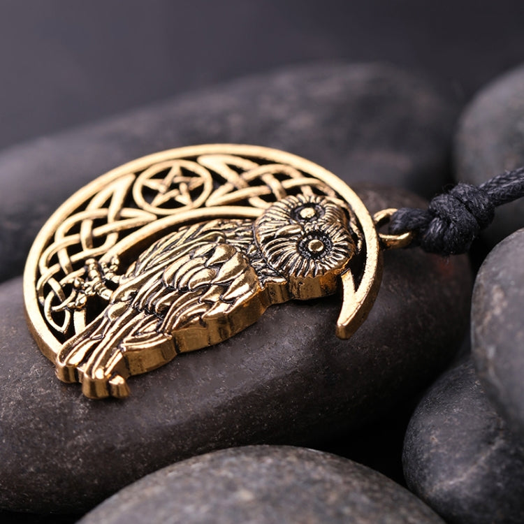Owl Great Wisdom Ancient Silver Ancient Gold Couple Necklace