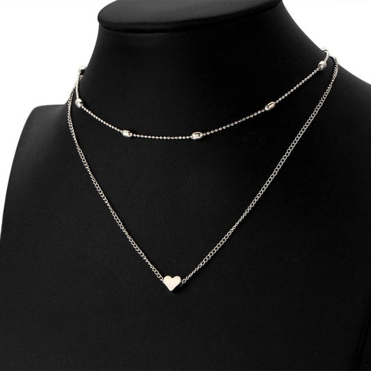 Jewelry Vintage Simple Copper Heart Multi - Layer Clavicle Necklace Wholesale Necklace