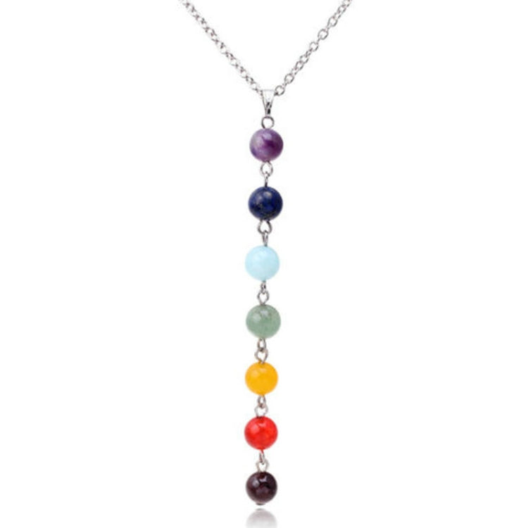 7 Color Natural Stone Beads Pendant Necklace Women Yoga Reiki Healing Balancing Necklaces Charms Jewelry