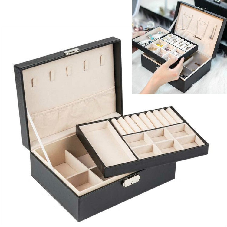 Portable Leather Jewelry Storage Box Necklace Ring Watch Storage Box