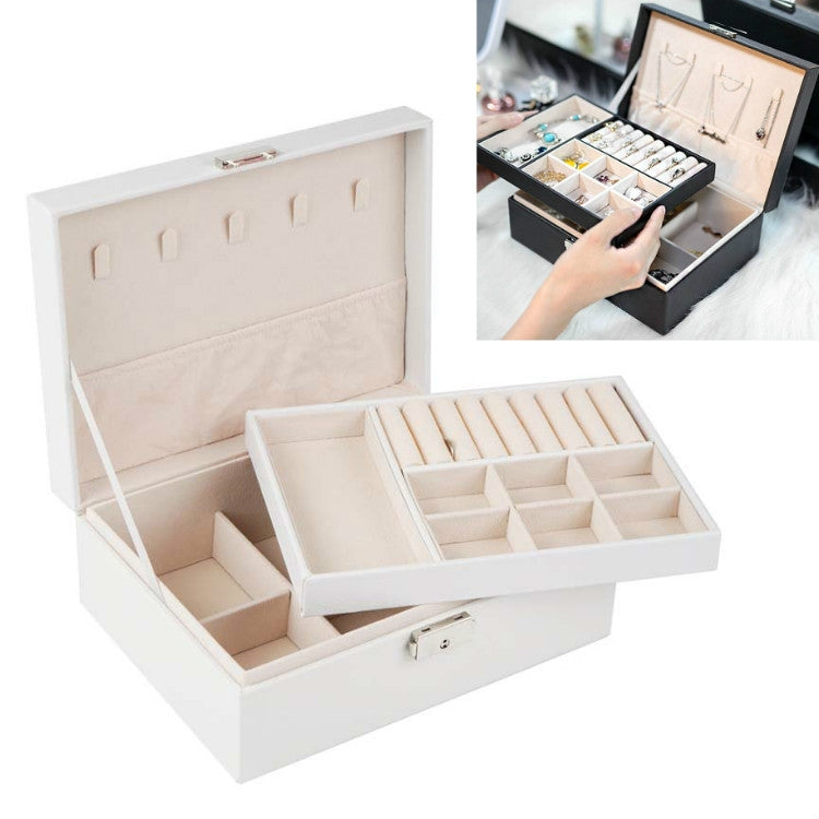 Portable Leather Jewelry Storage Box Necklace Ring Watch Storage Box