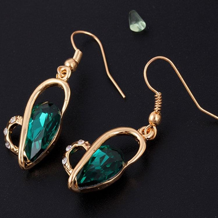 Cute Heart Shaped Crystal Stud Necklace Jewellery Set