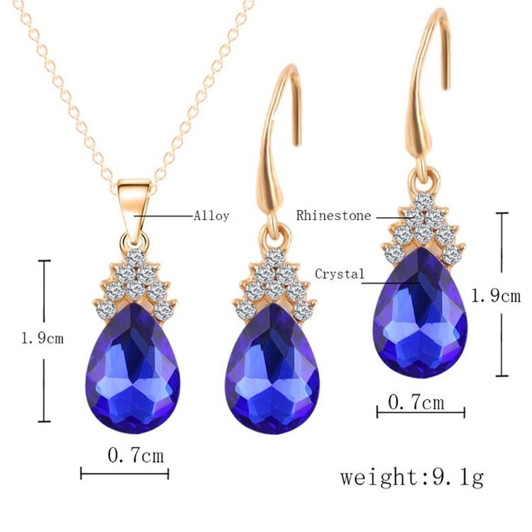 Fashion Diamond Ladies Crystal Zircon Drop Necklace Earring Set