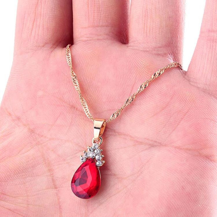 Fashion Diamond Ladies Crystal Zircon Drop Necklace Earring Set