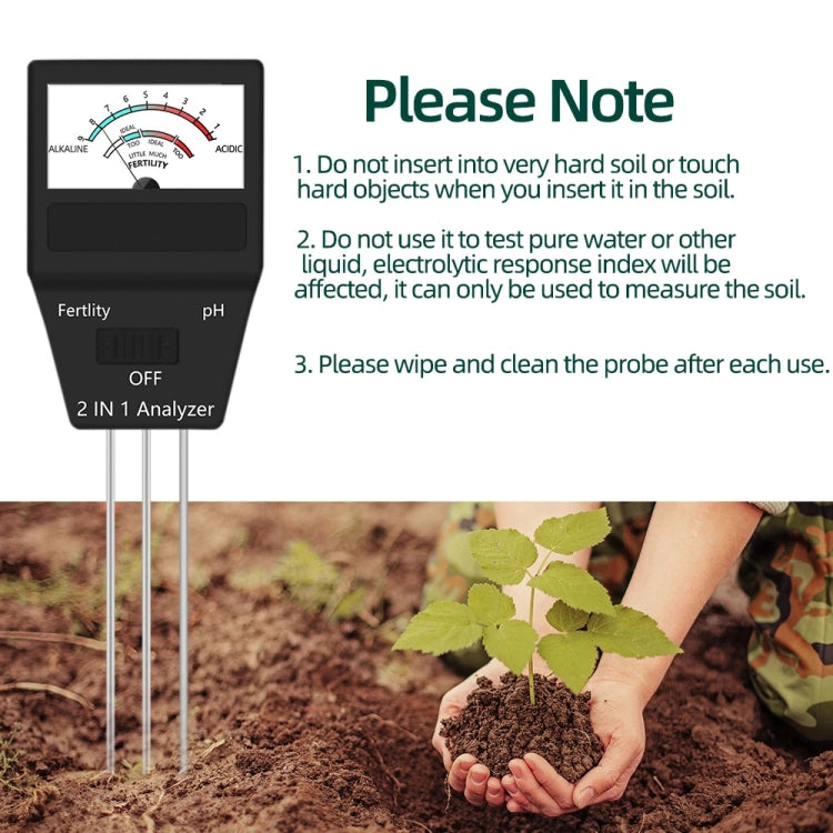 2 in 1 Soil PH Meter Fertility Tester Instrument Gardening Tools with 3 Probes