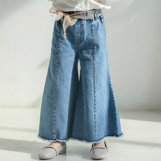 Retro Autumn Clothes Flare Pants Jeans Wide Leg Pants for Girls