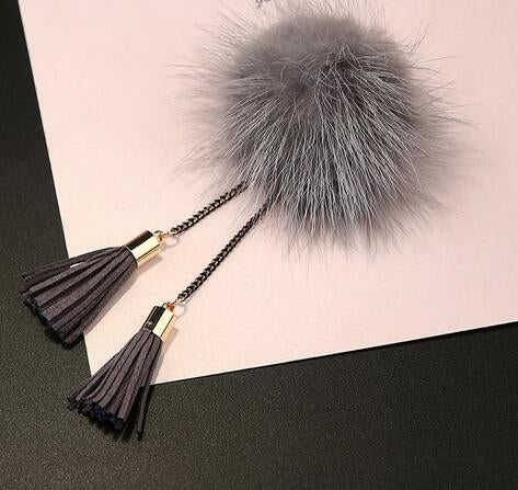 Fur Ball Brooch Chain Tassel Brooch For Women
