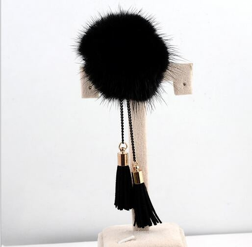 Fur Ball Brooch Chain Tassel Brooch For Women