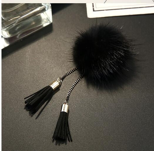 Fur Ball Brooch Chain Tassel Brooch For Women