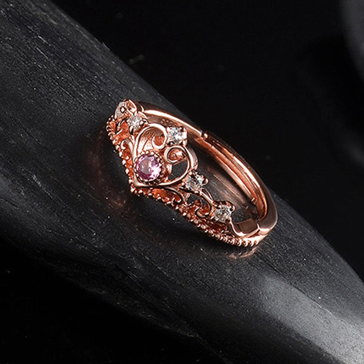 Women Crystal Ring Fashion Love Heart Crown Rhinestone Ring