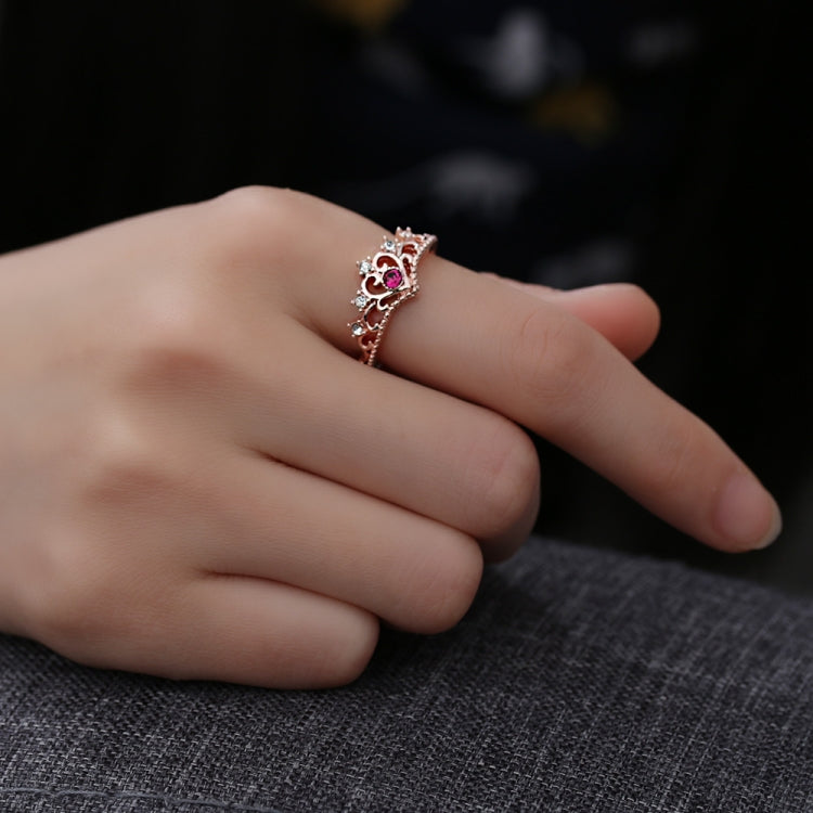 Women Crystal Ring Fashion Love Heart Crown Rhinestone Ring