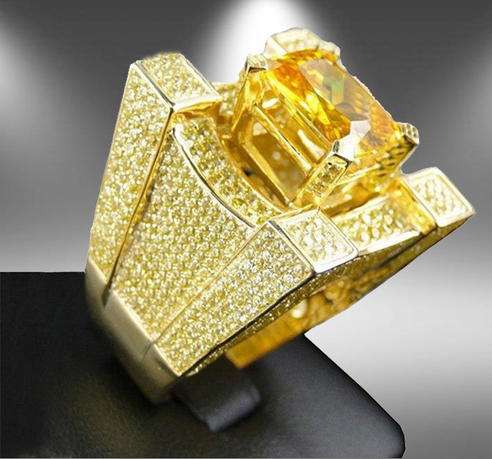 Men Luxurious Microencrusted Zircon Ring