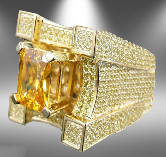 Men Luxurious Microencrusted Zircon Ring
