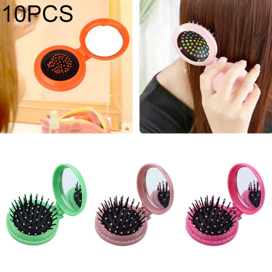10 PCS Portable Round Pocket Small Size Travel Massage Folding Comb Hair Brush