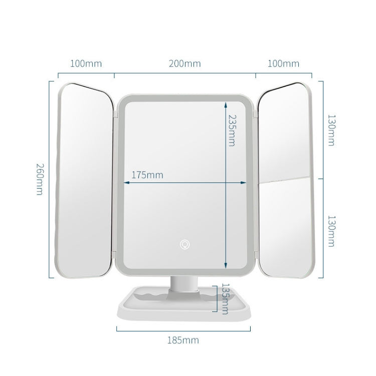 Simple & Stylish LED Three-Fold Square Makeup Mirror